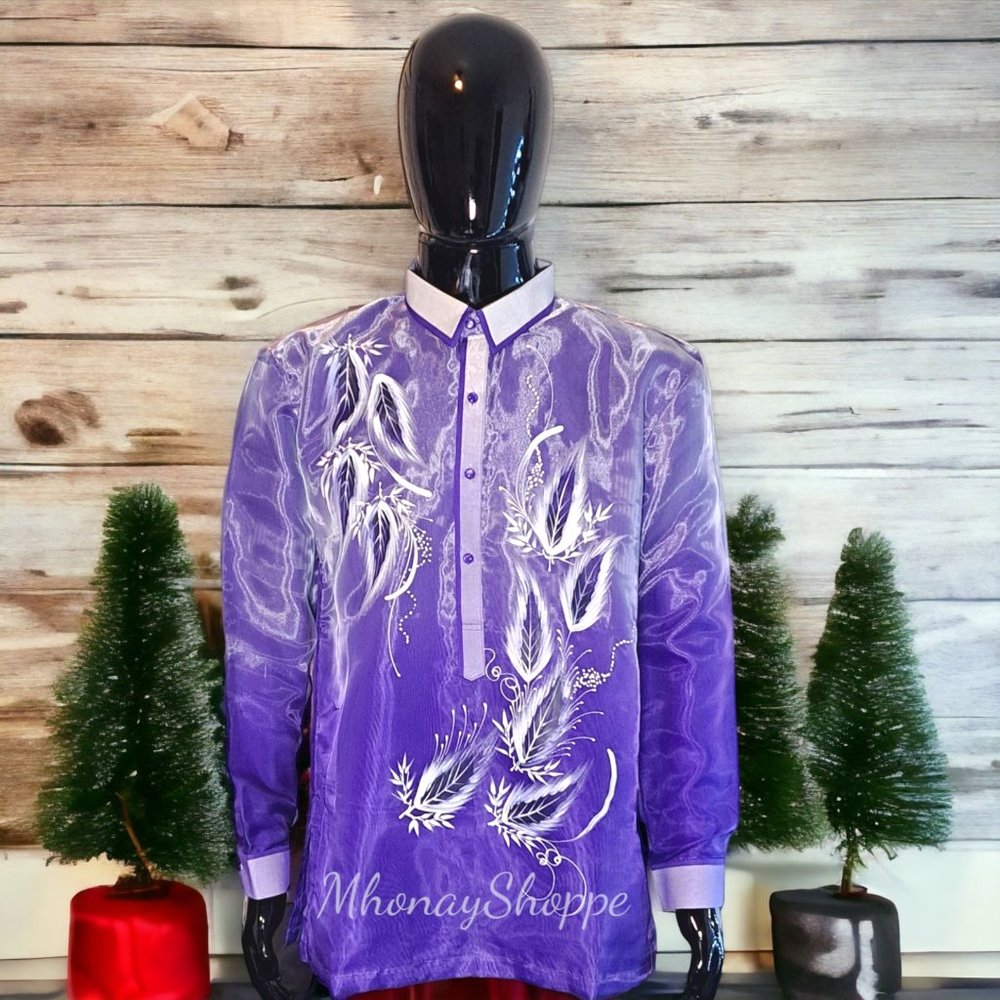 VIOLET-Monochromatic Hand painted Barong Tagalog for Men